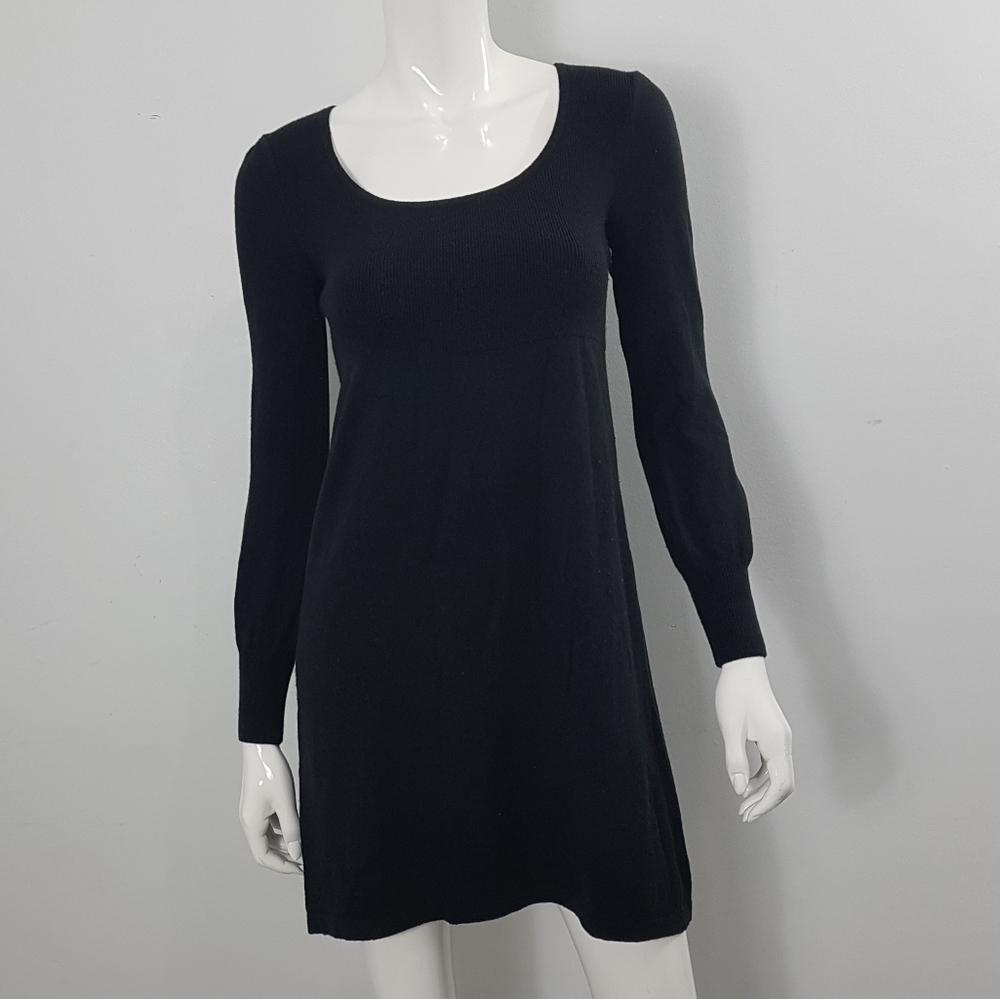 Black Knit Long Sleeves High Waist Dress XS.   (E)